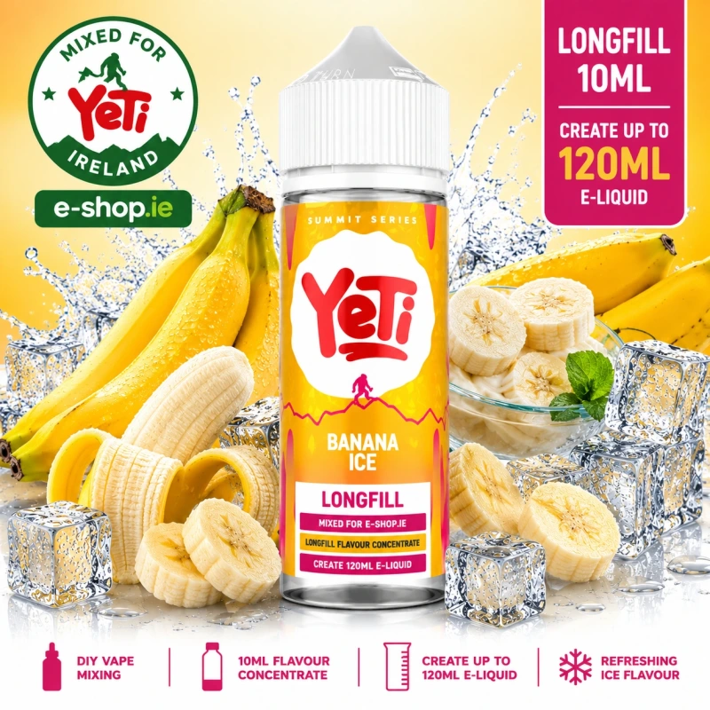 Yeti Banana Ice Longfill 10ml – 120ml Bottle Ireland 1