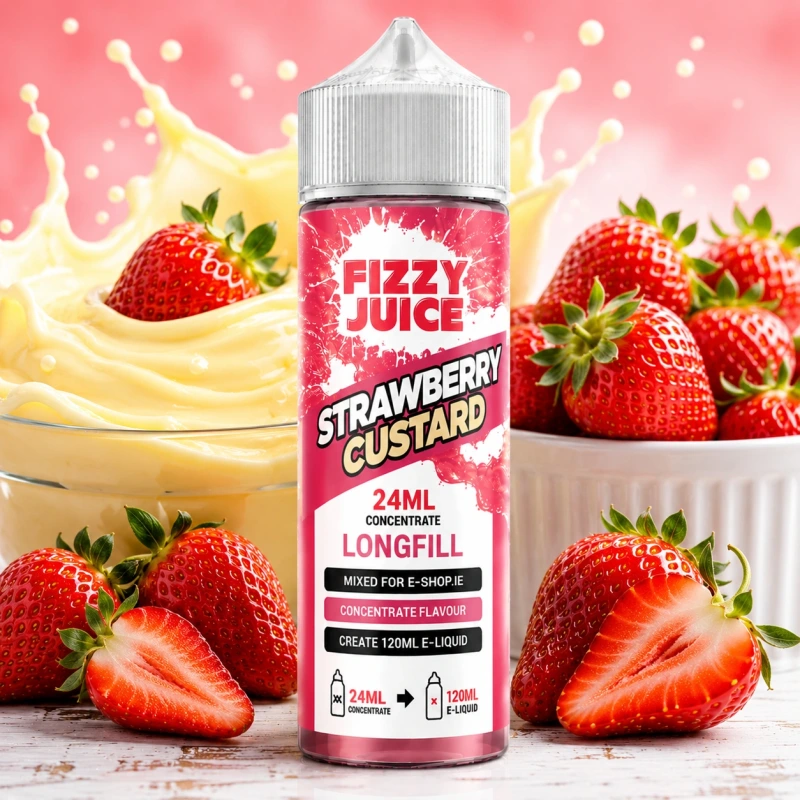 Fizzy Juice Strawberry Custard Longfill 24ml Ireland | 120ml Dessert Vape Juice