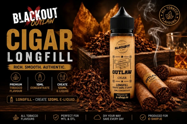 Blackout Outlaw Cigar Shot Longfill Ireland | 10ml Concentrate in 120ml Bottle 1