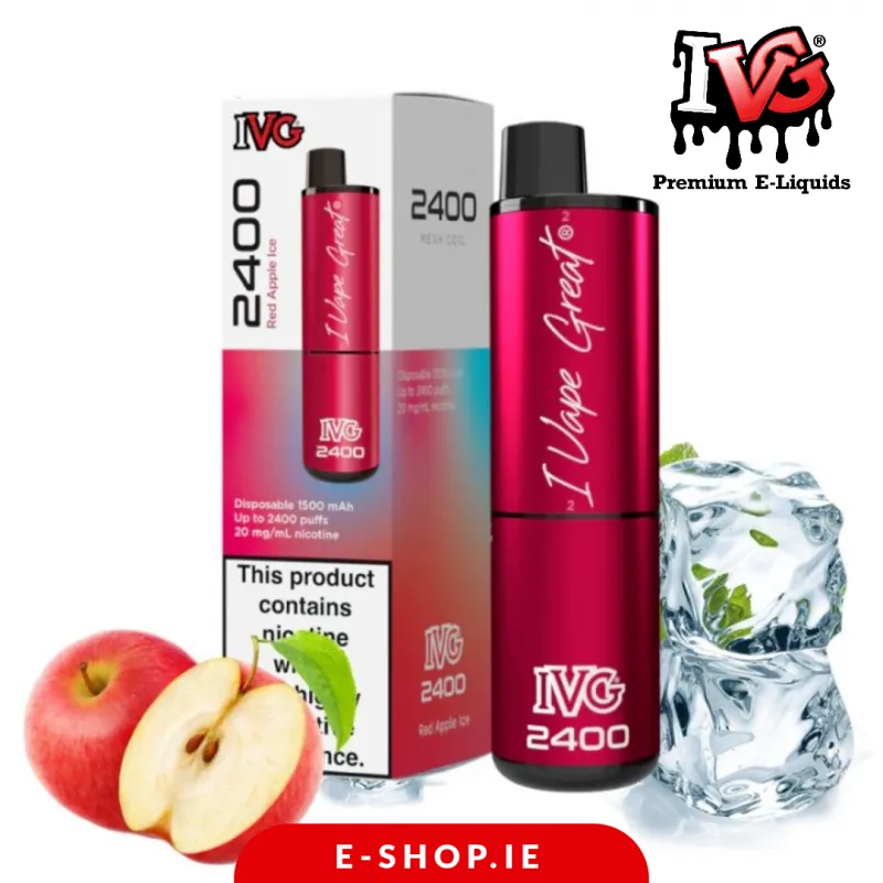 IVG 2400 Puff Disposable Vape kit - Red Apple ice - e-shop.ie