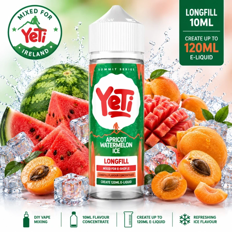 Yeti Apricot Watermelon Ice Longfill 10/120 Ireland | 120ml Vape Juice 1