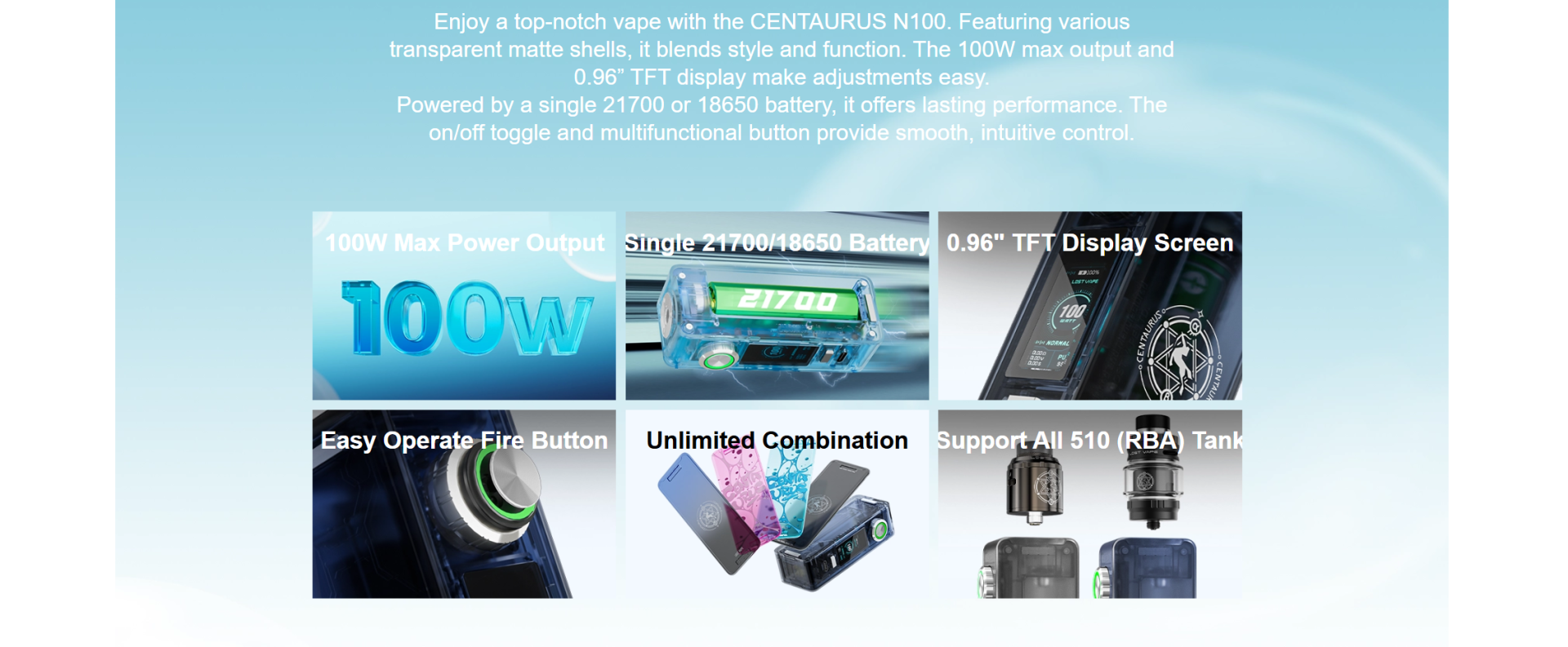 LOST VAPE N100 VAPE MOD FEATURES