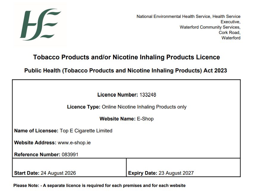 Tobacco licence