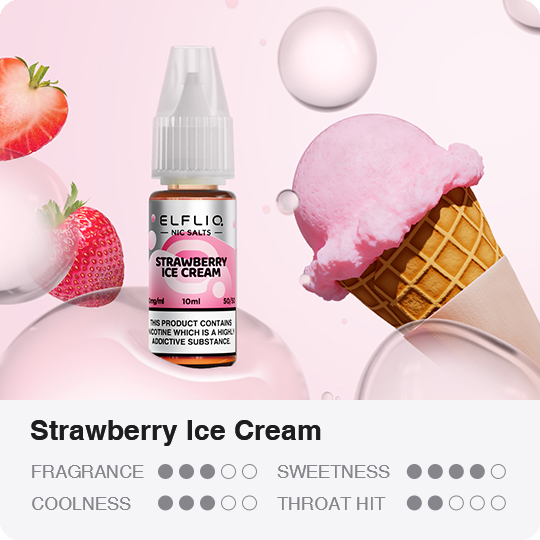 Strawberry ice cream Official Elfliq nic salt Ireland