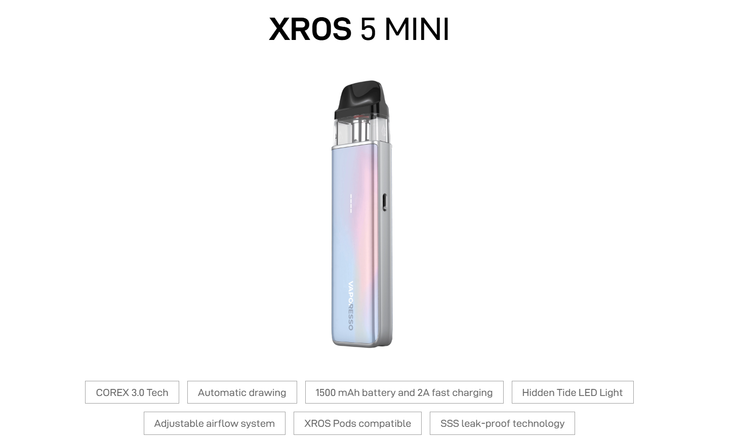 Vaporesso Xros 5 mini kit Ireland main features